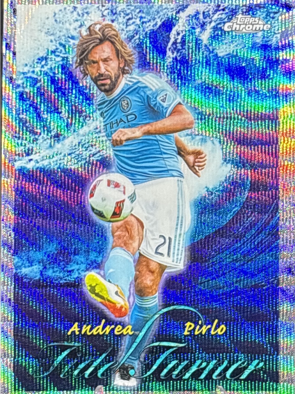 Topps Chrome Andrea Pirlo Holographic Blue Soccer Card - Tide Turner